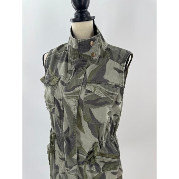 Nordstrom Caslon Green Camo Utility Vest Military Pockets Small - Picture 3 of 12